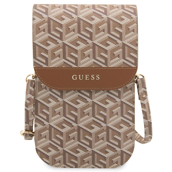 Geanta universala Guess GCube Stripe, 19 x 11.5 x 2 cm, 6 compartimente, Maro 1 Lerato.ro