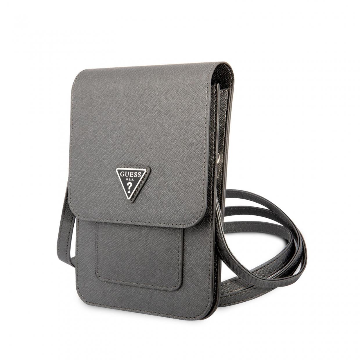 Geanta universala Guess Saffiano Triangle, 16 x 10 cm, 6 compartimente, Gri 1 Lerato.ro