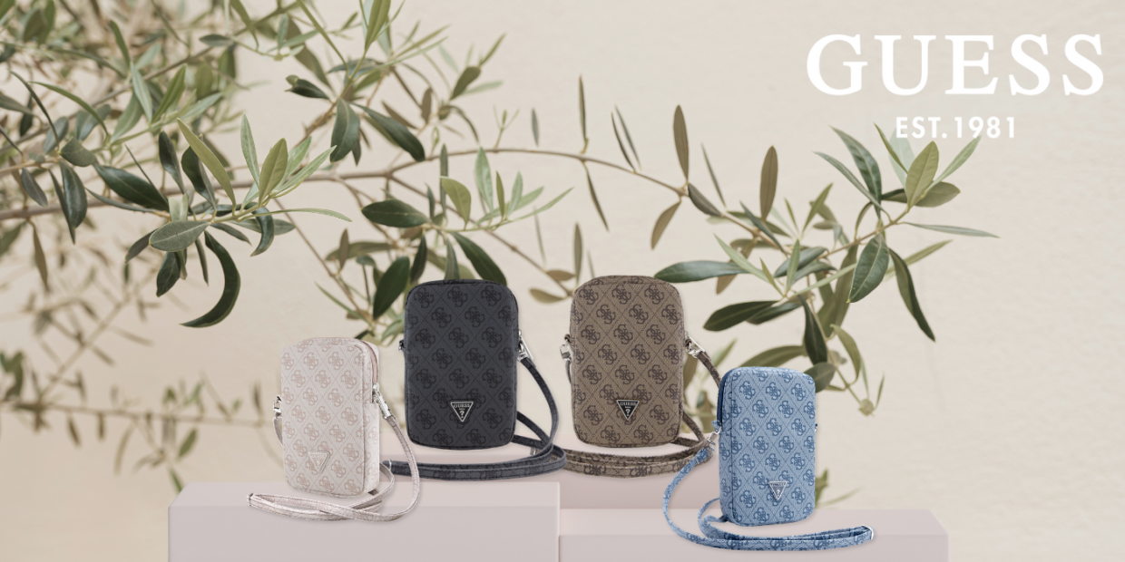 Geanta universala Guess Zip 4G Triangle, 19 x 12 x 3.8 cm, 1 compartiment, Roz 1 Lerato.ro