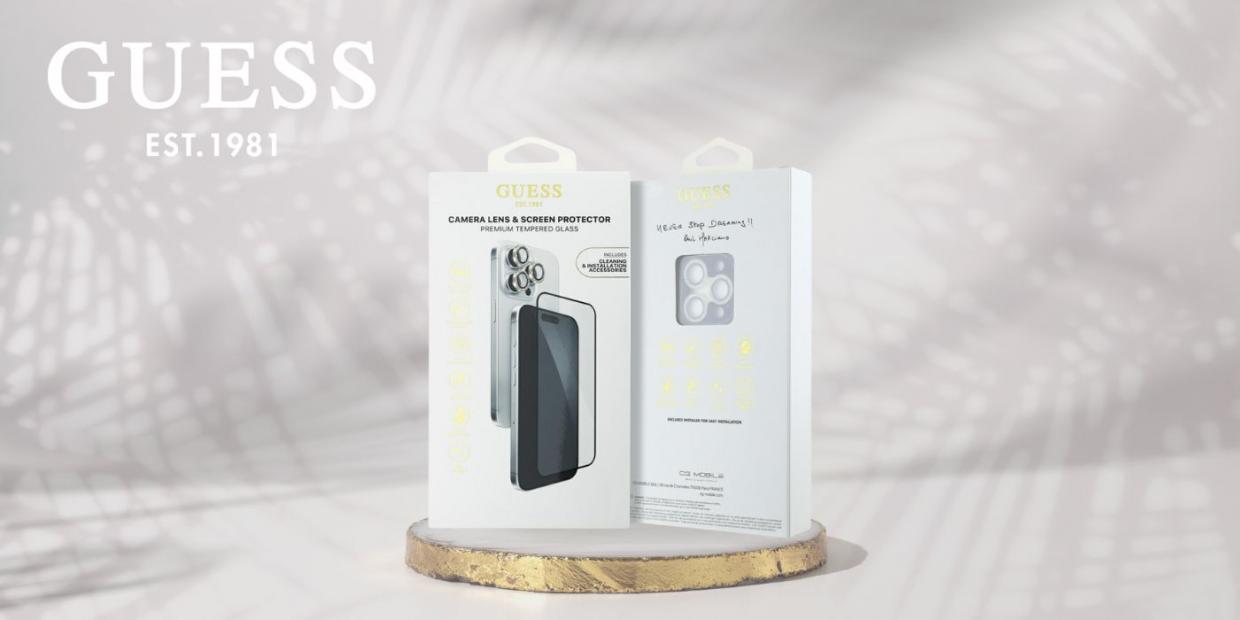 Set protectie 2in1 Guess BP Rhinestone, 1x folie sticla ecran + 1x folie sticla camera foto, compatibil cu iPhone 16 Pro, Gold 1 Lerato.ro