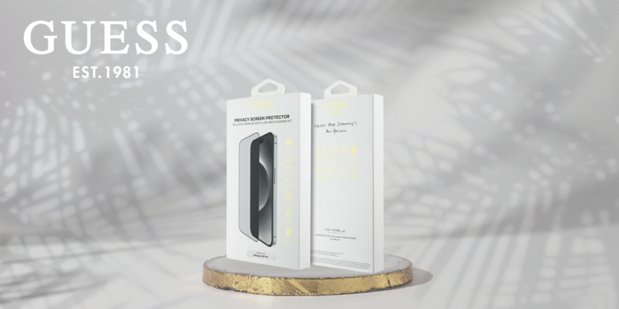 Folie sticla securizata Guess Screen Protector Privacy 2.5D Outlin compatibila cu iPhone 16 Pro Max, Negru 1 Lerato.ro