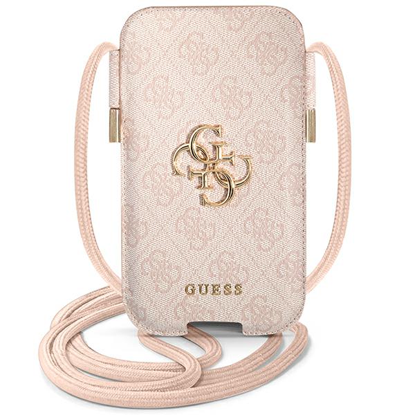 Geanta universala Guess 4G Big Metal Logo compatibila cu dispozitive de pana la 6.7 inch, Roz 1 Lerato.ro