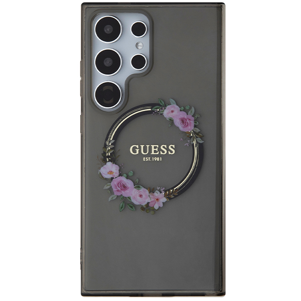 Carcasa Guess IML Flowers Wreath cu MagSafe compatibil cu Samsung Galaxy S24 Ultra, Negru 1 Lerato.ro
