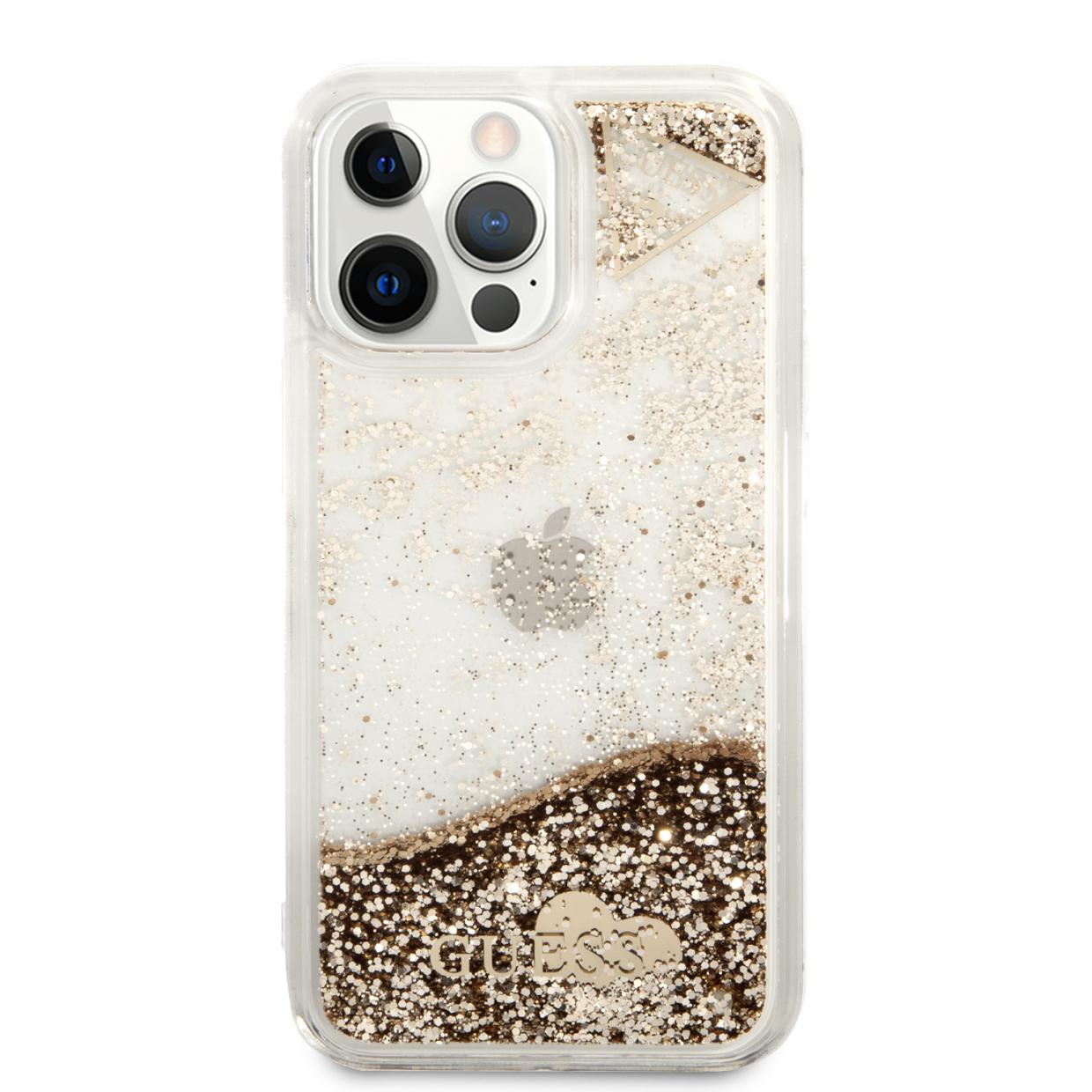 Carcasa Guess Glitter Charms compatibila cu iPhone 14 Pro, Gold 1 Lerato.ro