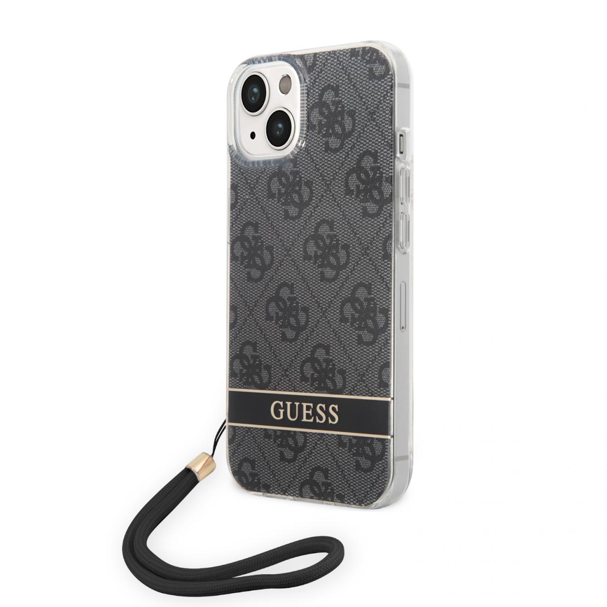 Carcasa Guess 4G Print Strap compatibila cu iPhone 14 Plus / 15 Plus, Negru 1 Lerato.ro