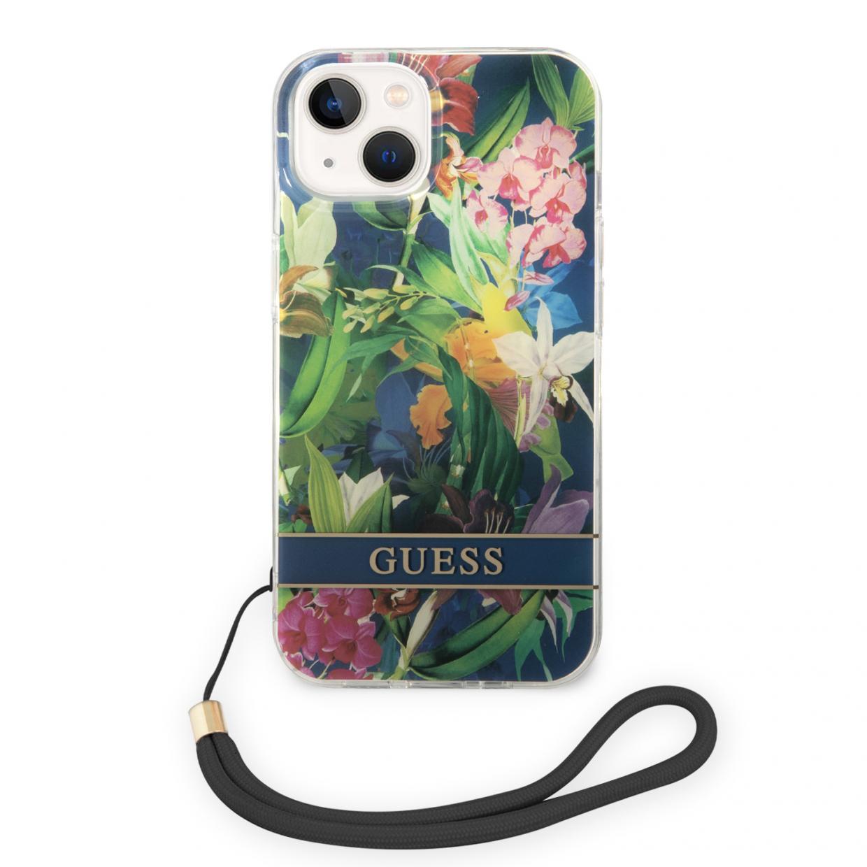 Carcasa Guess Flower Strap compatibila cu iPhone 14 Plus / 15 Plus, Graphics 1 Lerato.ro