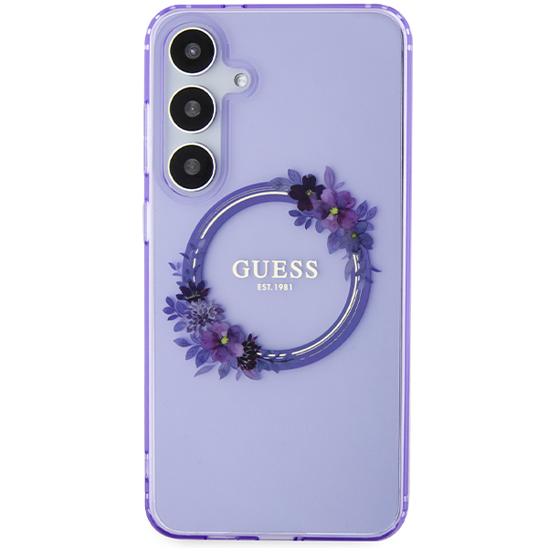 Carcasa Guess IML Flowers Wreath cu MagSafe compatibil cu Samsung Galaxy S24, Mov 1 Lerato.ro