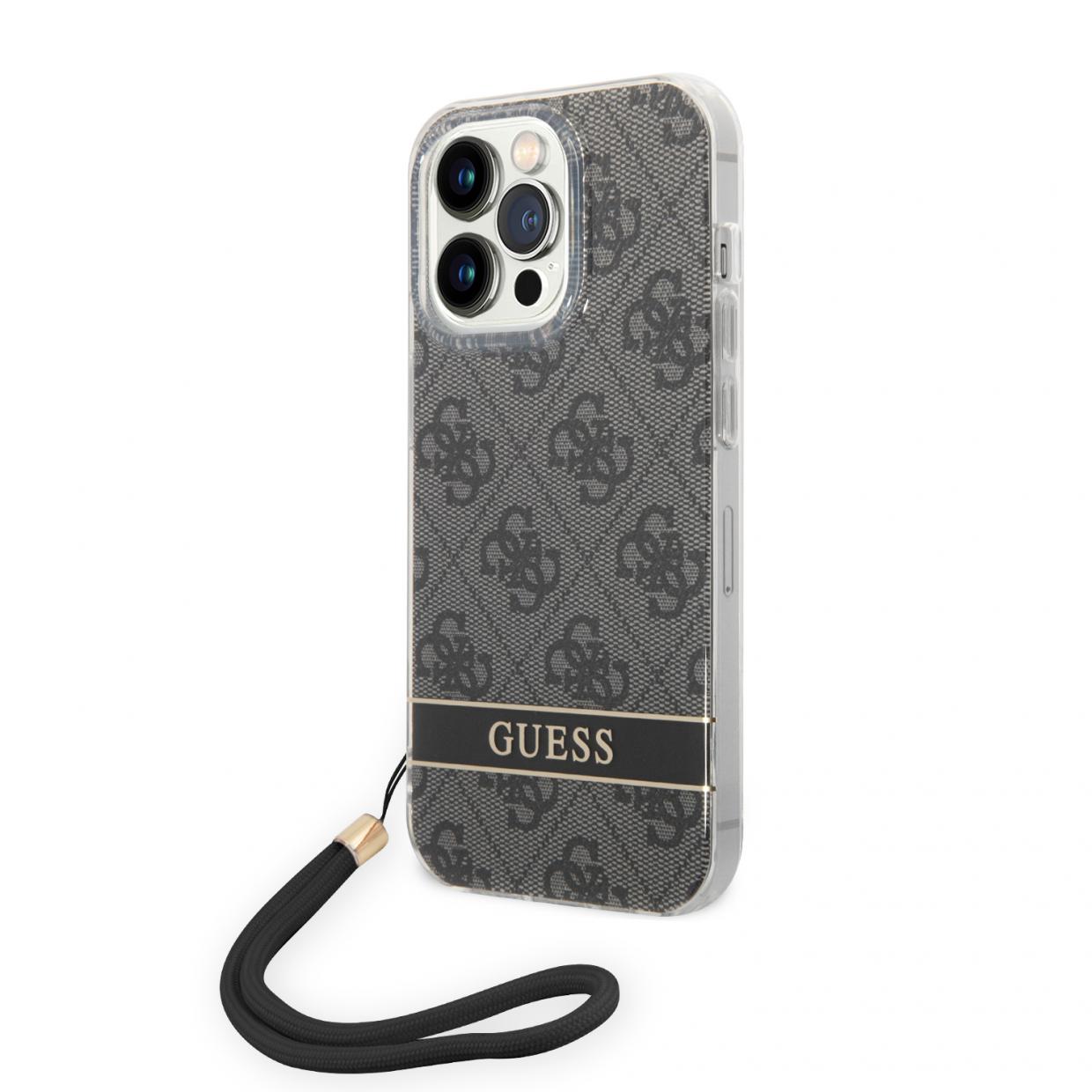 Carcasa Guess 4G Print Strap compatibila cu iPhone 14 Pro Max, Negru 1 Lerato.ro