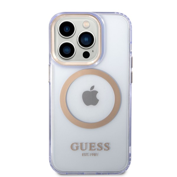 Carcasa Guess Gold Outline Translucent cu MagSafe compatibila cu iPhone 14 Pro Max, Mov 1 Lerato.ro