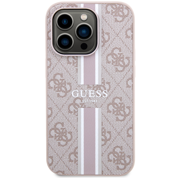 Carcasa Guess 4G Printed Stripes cu MagSafe compatibila cu iPhone 15 Pro, Roz 1 Lerato.ro