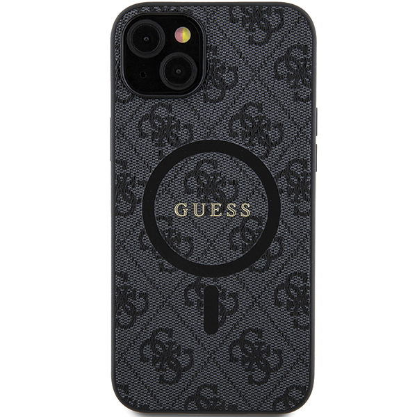 Carcasa Guess 4G Collection Leather Metal Logo cu MagSafe compatibila cu iPhone 15 / 14 / 13, Negru 1 Lerato.ro