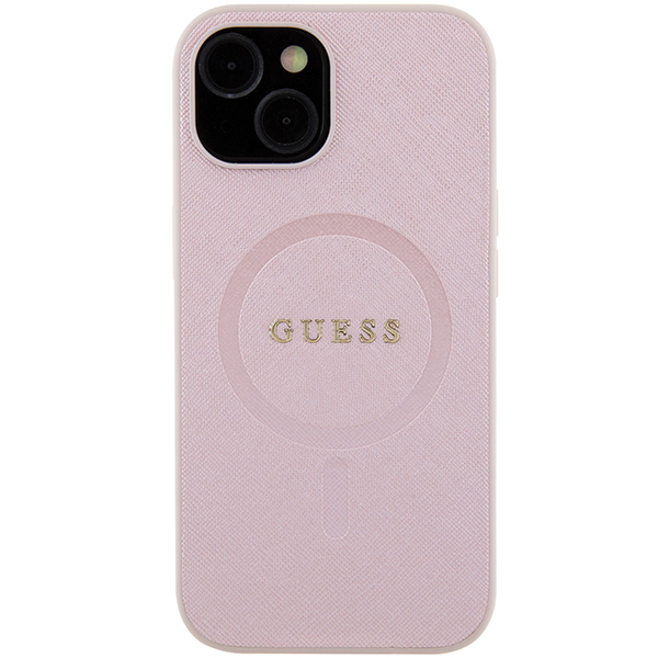 Carcasa Guess Saffiano cu MagSafe compatibila cu iPhone 15 / 14 / 13, Roz 1 Lerato.ro