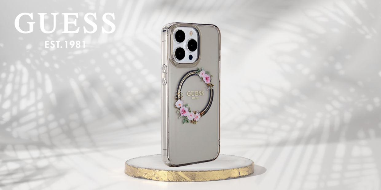 Carcasa Guess IML Flowers Wreath cu MagSafe compatibila cu iPhone 15 Pro Max, Graphics 1 Lerato.ro