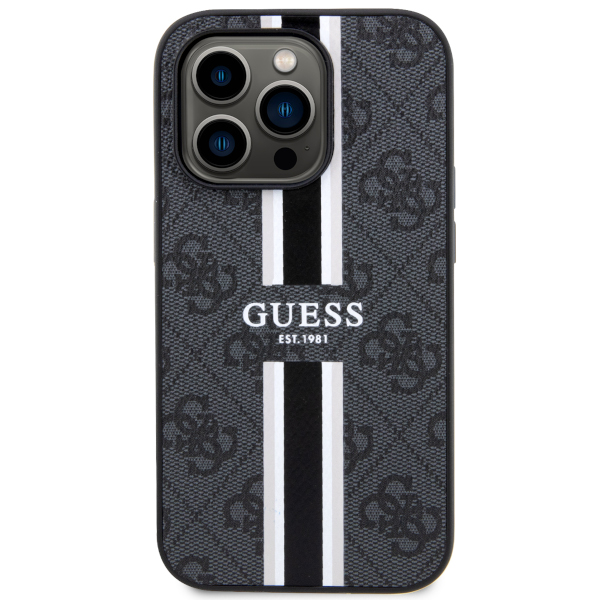 Carcasa Guess 4G Printed Stripes cu MagSafe compatibila cu iPhone 15 Pro Max, Negru 1 Lerato.ro