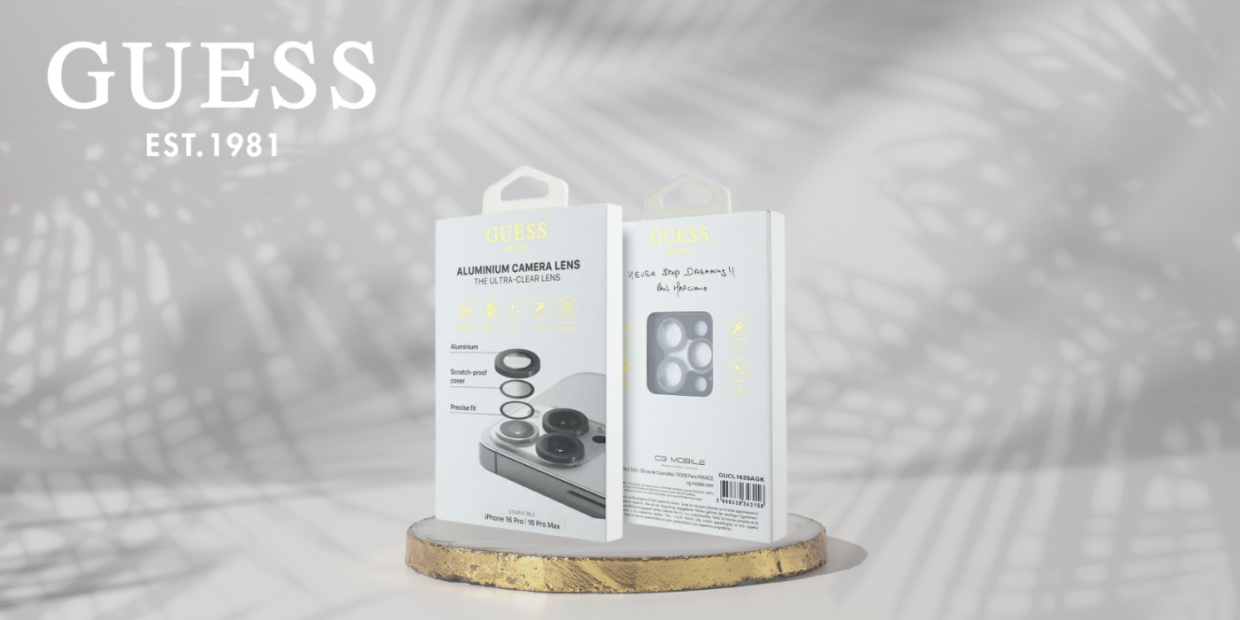Protectie sticla securizata camera foto Guess Max Lens Protective Metal compatibila cu iPhone 16 Pro / 16 Pro Max, Negru 1 Lerato.ro