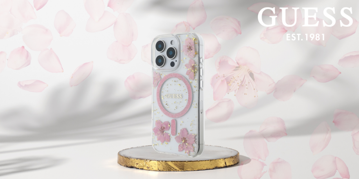 Carcasa Guess Resin Flowers cu MagSafe compatibila cu iPhone 16 Pro Max, Roz 1 Lerato.ro
