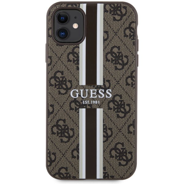 Carcasa Guess 4G Printed Stripes cu MagSafe compatibila cu iPhone 11 / XR, Maro 1 Lerato.ro