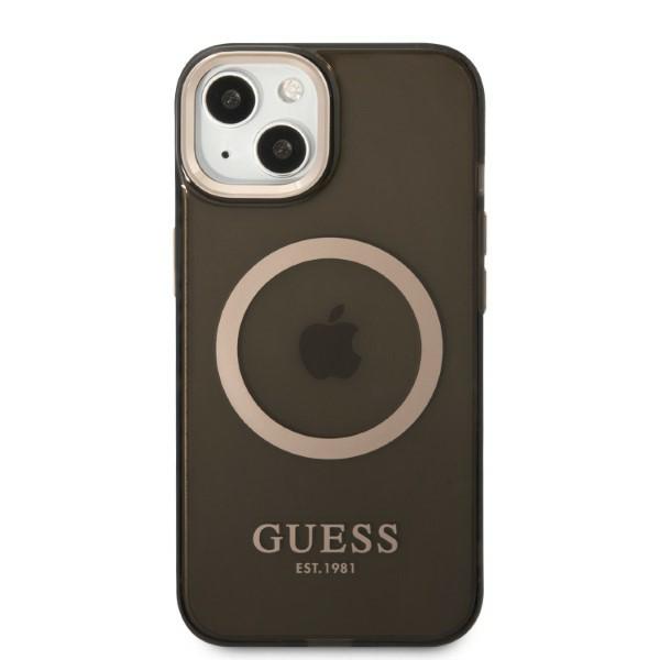 Carcasa Guess Gold Outline Translucent cu MagSafe compatibila cu iPhone 13 / 14 / 15, Negru 1 Lerato.ro