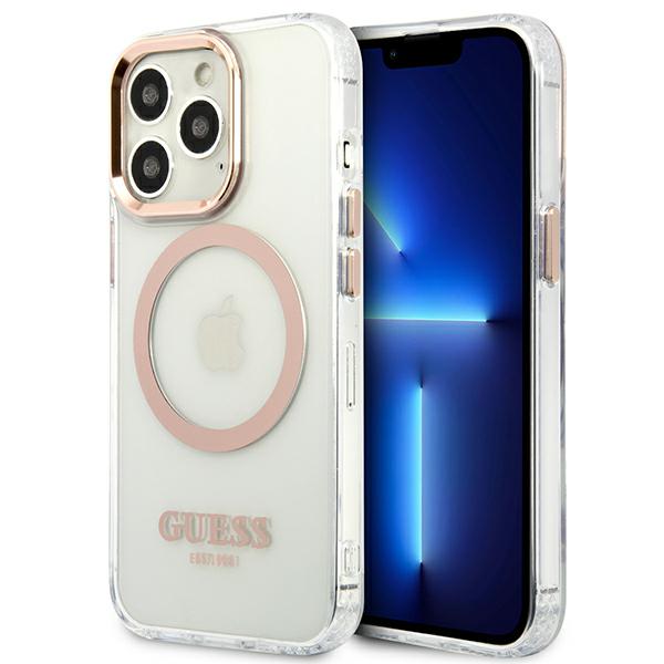 Carcasa Guess Gold Metal Outline cu MagSafe compatibila cu iPhone 13 Pro Max, Transparent 1 Lerato.ro