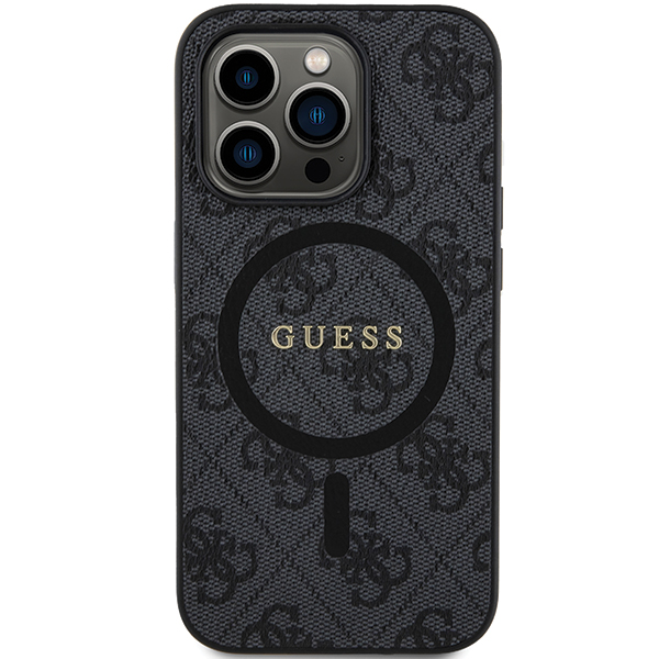 Carcasa Guess 4G Collection Leather Metal Logo cu MagSafe compatibila cu iPhone 14 Pro, Negru 1 Lerato.ro