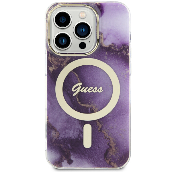 Carcasa Guess Golden Marble cu MagSafe compatibila cu iPhone 14 Pro, Mov 1 Lerato.ro
