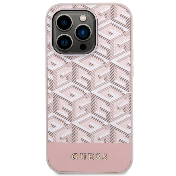 Carcasa Guess GCube Stripes cu MagSafe compatibila cu iPhone 14 Pro, Roz 1 Lerato.ro