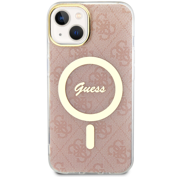 Carcasa Guess 4G cu MagSafe compatibila cu iPhone 14 Plus / 15 Plus, Roz 1 Lerato.ro