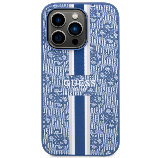 Carcasa Guess 4G Printed Stripes cu MagSafe compatibila cu iPhone 14 Pro, Albastru 1 Lerato.ro