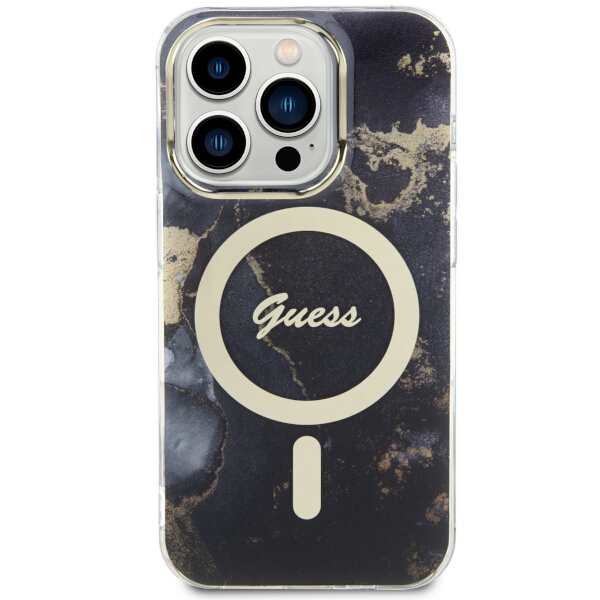 Carcasa Guess Golden Marble cu MagSafe compatibila cu iPhone 14 Pro, Black 1 Lerato.ro