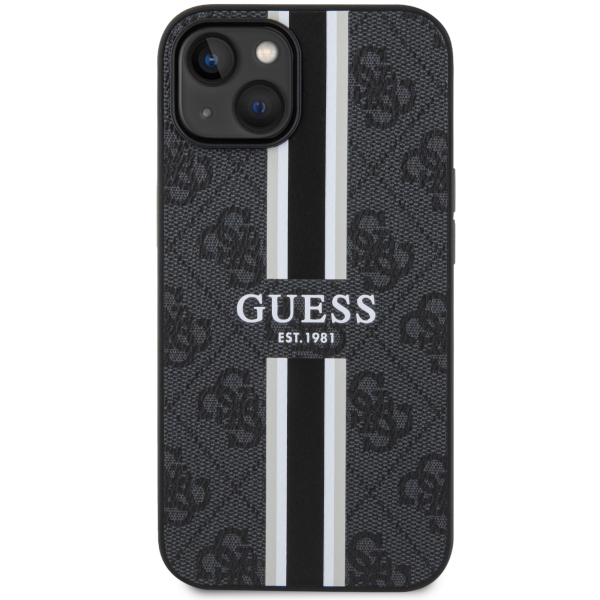 Carcasa Guess 4G Printed Stripes cu MagSafe compatibila cu iPhone 14 Plus / 15 Plus, Negru 1 Lerato.ro