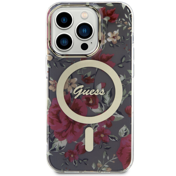 Carcasa Guess Flower cu MagSafe compatibila cu iPhone 14 Pro Max, Maro 1 Lerato.ro