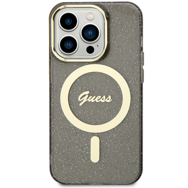 Carcasa Guess Glitter Gold MagSafe compatibila cu iPhone 14 Pro Max, Negru 1 Lerato.ro