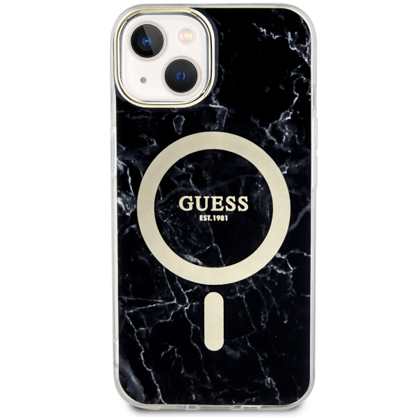 Carcasa Guess Marble cu MagSafe compatibila cu iPhone 14 Plus / 15 Plus, Negru 1 Lerato.ro