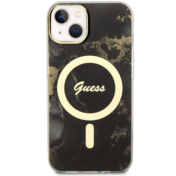 Carcasa Guess Golden Marble cu MagSafe compatibila cu iPhone 13 / 14 / 15, Black 1 Lerato.ro
