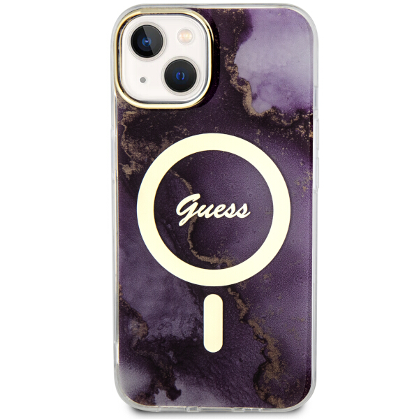 Carcasa Guess Golden Marble cu MagSafe compatibila cu iPhone 13 / 14 / 15, Purple 1 Lerato.ro