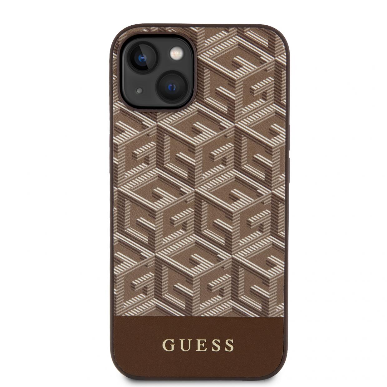 Carcasa Guess GCube Stripes cu MagSafe compatibila cu iPhone 13 / 14 / 15, Maro 1 Lerato.ro