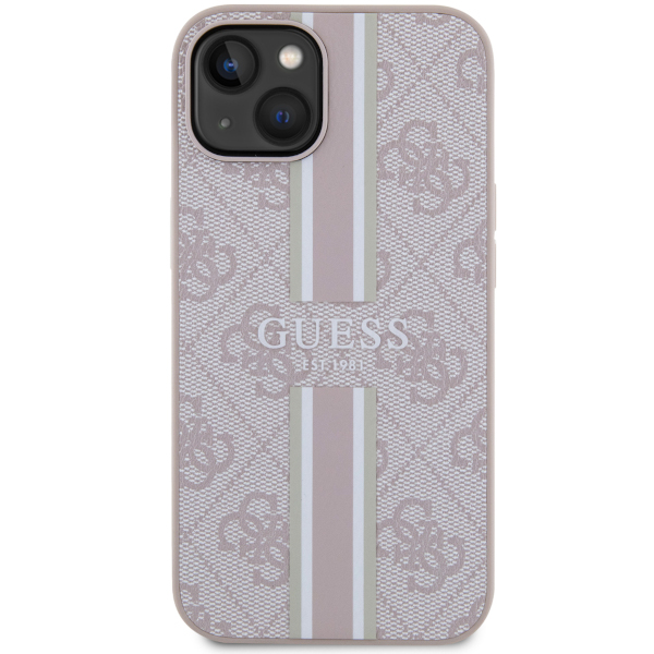 Carcasa Guess 4G Printed Stripes cu MagSafe compatibila cu iPhone 13 / 14 / 15, Roz 1 Lerato.ro