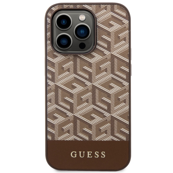 Carcasa Guess GCube Stripe cu MagSafe compatibila cu iPhone 14 Pro Max, Maro 1 Lerato.ro