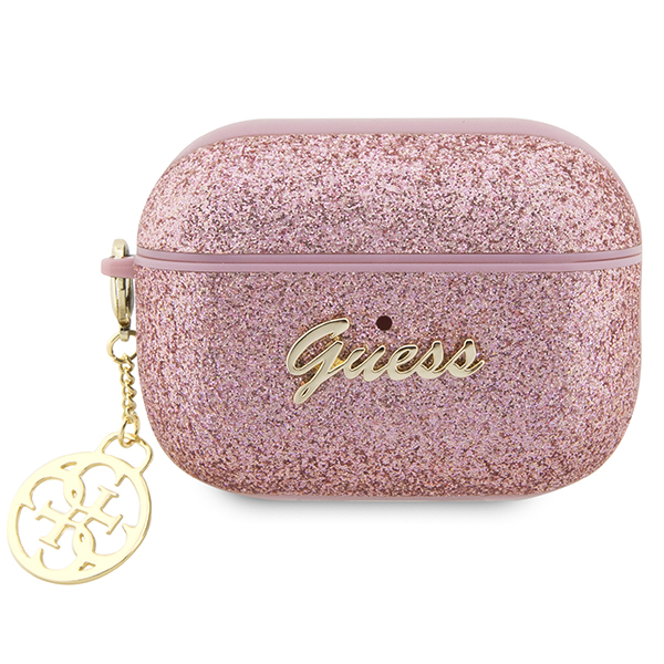 Carcasa Guess Glitter Flake 4G Charm compatibila cu Apple AirPods Pro 2, Roz 1 Lerato.ro