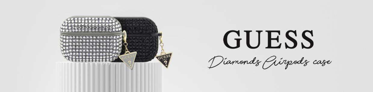 Carcasa Guess Rhinestone Triangle Charm compatibila cu Apple AirPods Pro 2, Negru 1 Lerato.ro