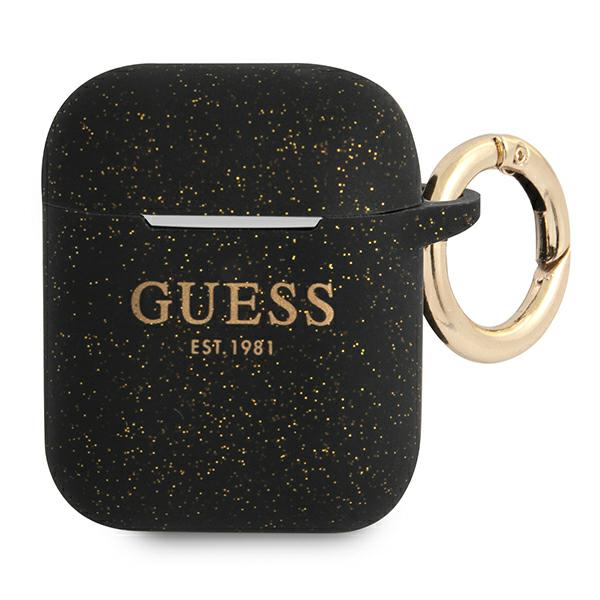 Carcasa Guess Silicone Glitter compatibila cu Apple AirPods 1/2, Negru 1 Lerato.ro