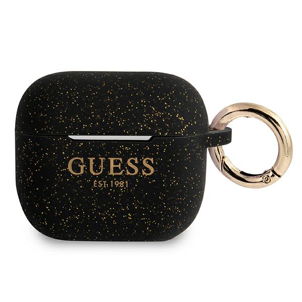 Carcasa Guess Silicone Glitter compatibila cu Apple AirPods 3, Negru 1 Lerato.ro