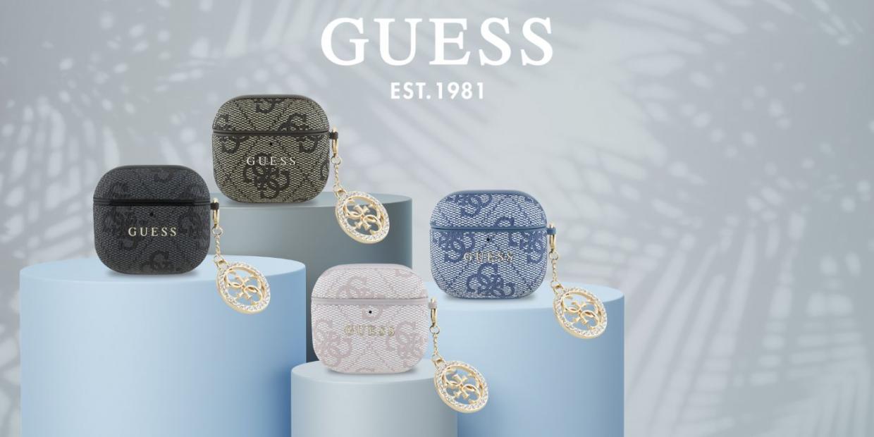 Carcasa Guess 4G Strass Charm compatibila cu Apple AirPods 4, Negru 1 Lerato.ro