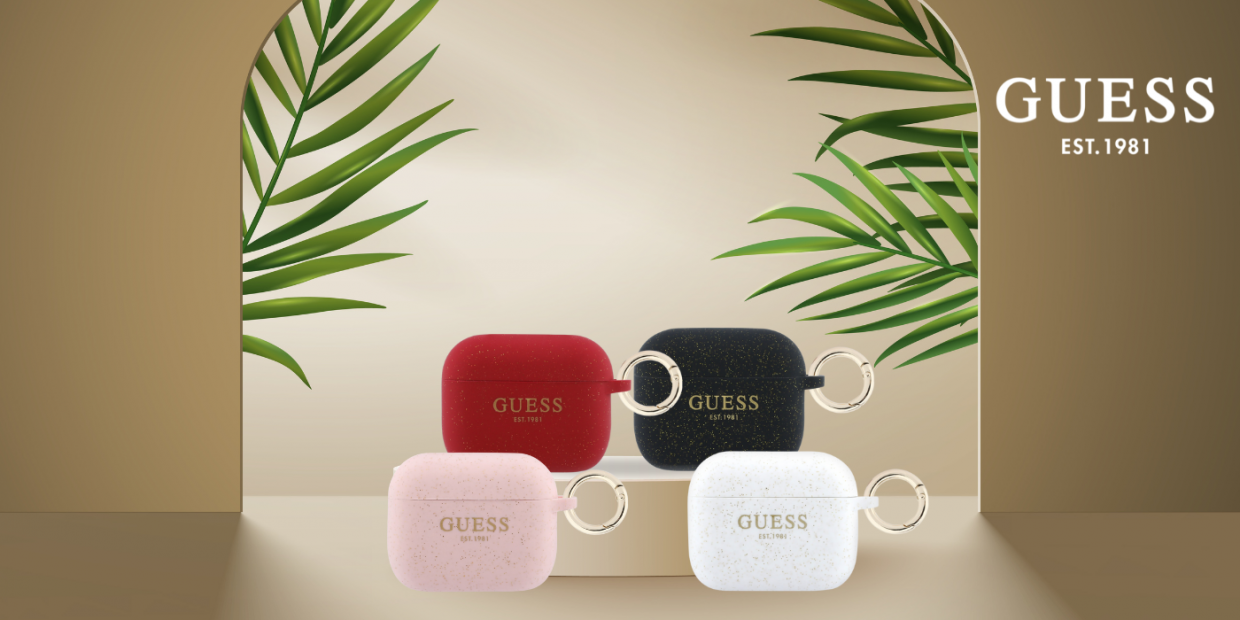 Carcasa Guess Silicone Glitter Ring compatibila cu Apple AirPods Pro 3, Alb 1 Lerato.ro