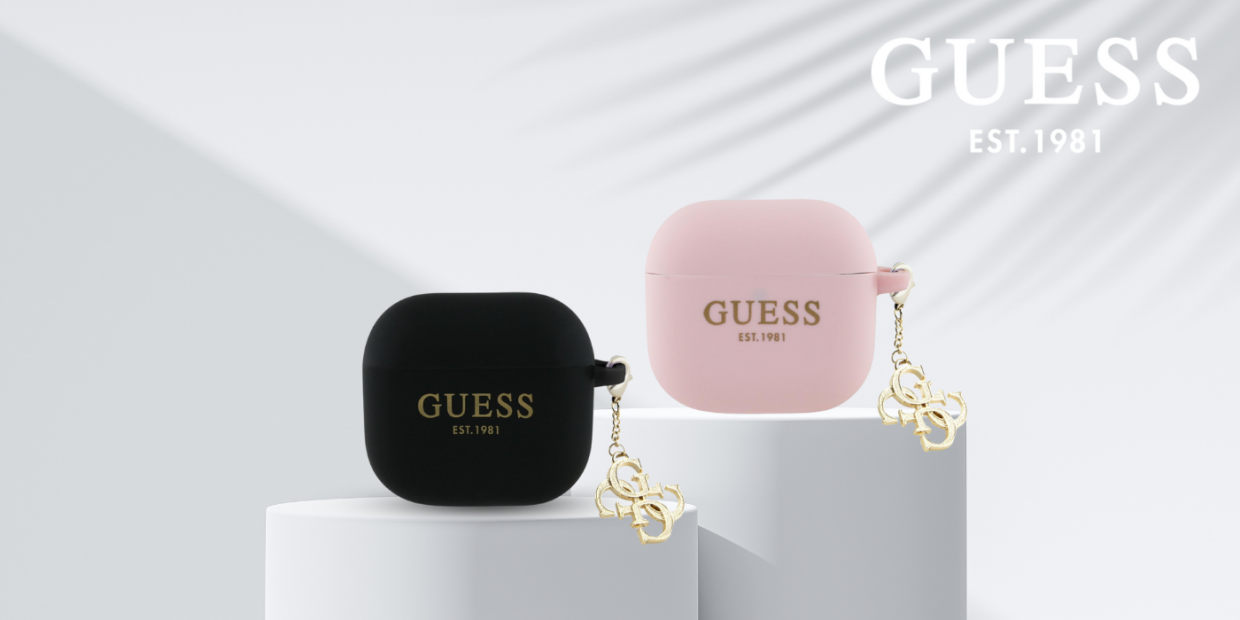 Carcasa Guess Silicone 4G Charm compatibila cu Apple AirPods 4, Roz 1 Lerato.ro