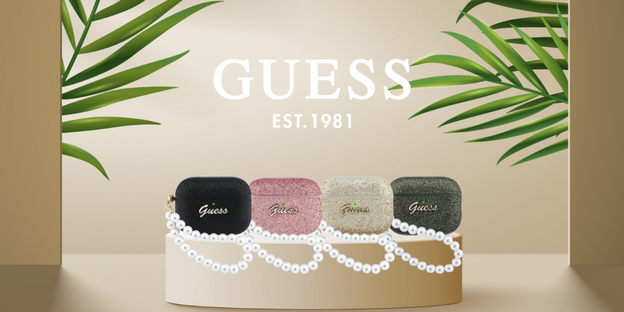 Carcasa Guess Glitter Pearl Strap compatibila cu Apple AirPods Pro 3, Negru 1 Lerato.ro