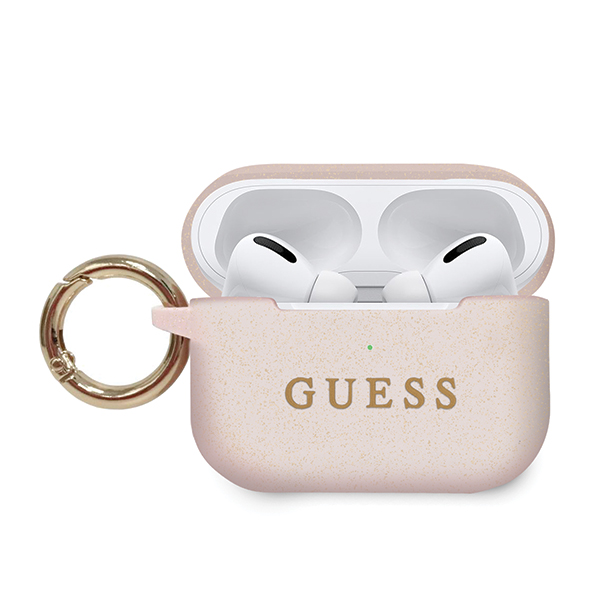 Carcasa Guess Silicone Glitter compatibila cu Apple AirPods Pro, Roz 1 Lerato.ro