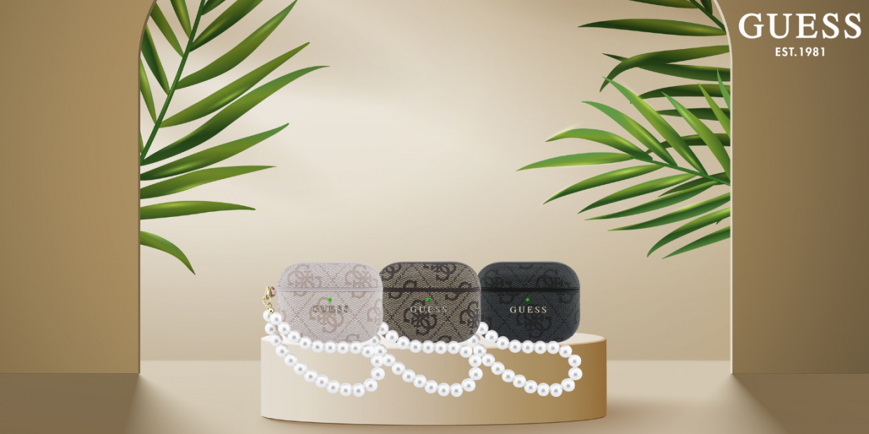 Carcasa Guess 4G Pearl Strap compatibila cu Apple AirPods Pro 3, Roz 1 Lerato.ro