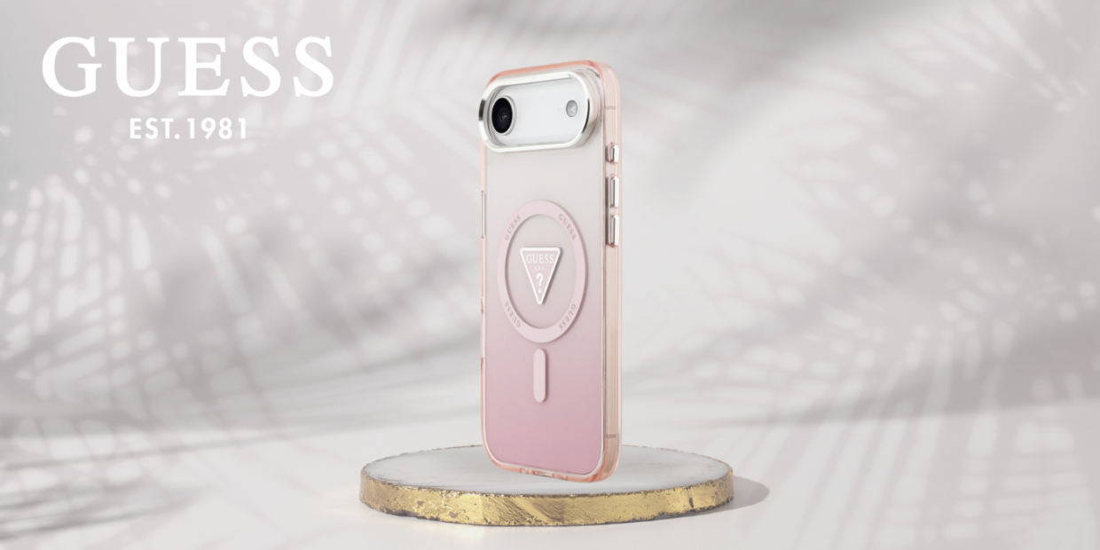 Carcasa Guess IML Gradient Triangle Logo cu MagSafe compatibila cu iPhone 17 Air, Roz 1 Lerato.ro