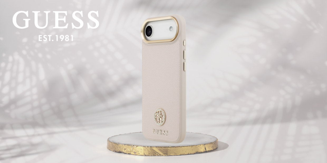 Carcasa Guess Grained Strass Logo cu MagSafe compatibila cu iPhone 17 Air, Roz 1 Lerato.ro